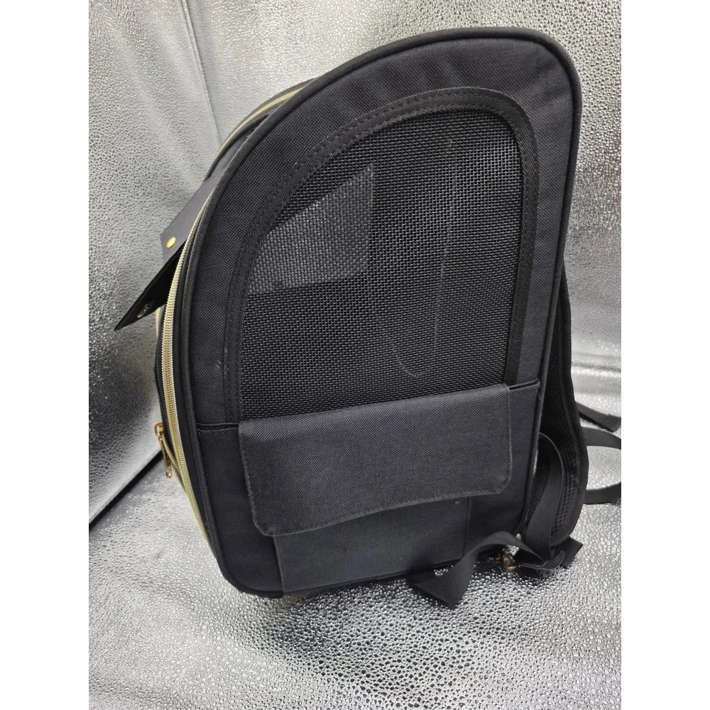 Goodio Pet Carrier Backpack Black Gold Small Dog Cat Breathable Mesh Travel Bag